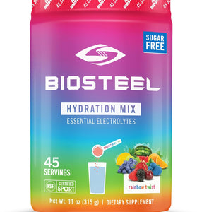 BioSteel Zero Sugar Hydration Mix, Great Tasting Hydration with 5 Essential Electrolytes, Rainbow Twist Flavor, 45 Servings per Tub