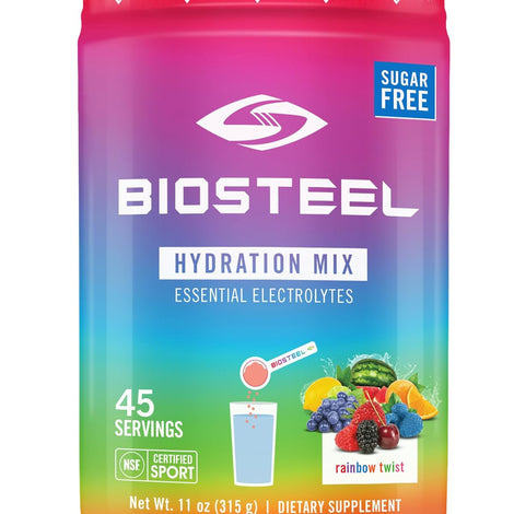 BioSteel Zero Sugar Hydration Mix, Great Tasting Hydration with 5 Essential Electrolytes, Rainbow Twist Flavor, 45 Servings per Tub