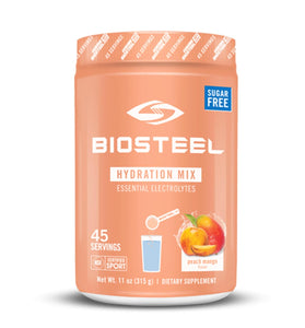 BioSteel Zero Sugar Hydration Mix, Great Tasting Hydration with 5 Essential Electrolytes, Peach Mango Flavor, 45 Servings per Tub