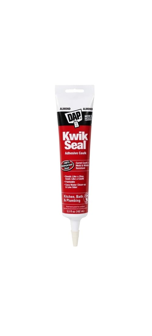 DAP 18013 Kwik Seal Kitchen and Bath Adhesive Caulk, Almond, 5.5 oz (Pack of 6)