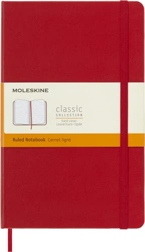 Moleskine Classic Notebook, Large, Ruled, Scarlet Red, Hard Cover, 240 Pages