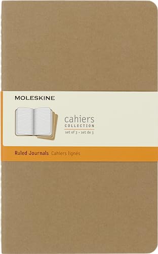 Moleskine Cahier Journal, Large, Ruled, Black, Soft Cover, 80 Pages (Pack of 3)