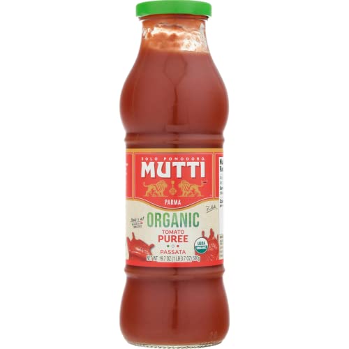 Mutti Organic Tomato Passata Puree, 19.7 oz Glass Bottle (Pack of 6)