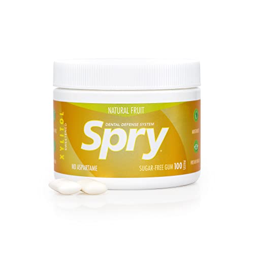 Spry Natural Xylitol Chewing Gum, Fresh Fruit, 100 Count