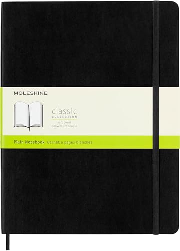 Moleskine Classic Notebook, XL, Plain, Black, Soft Cover, 192 Pages