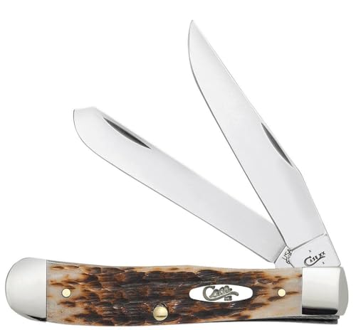 Case Trapper Pocket Knife, Amber Jigged Bone, 4 1/8 in Closed