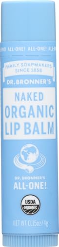 Dr. Bronner's Magic Soaps Organic Naked Unflavored Lip Balm, 0.15 oz