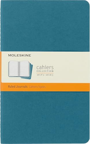 Moleskine Cahier Journal, Large, Ruled, Black, Soft Cover, 80 Pages (Pack of 3)