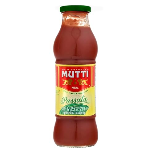 Mutti Tomato Passata Puree with Basil, 24.5 oz Glass Bottle