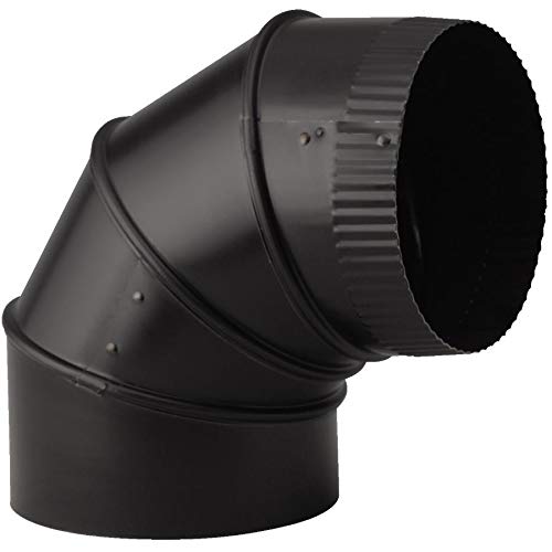 Stove Pipe Black Adjustable Elbow, 6 in
