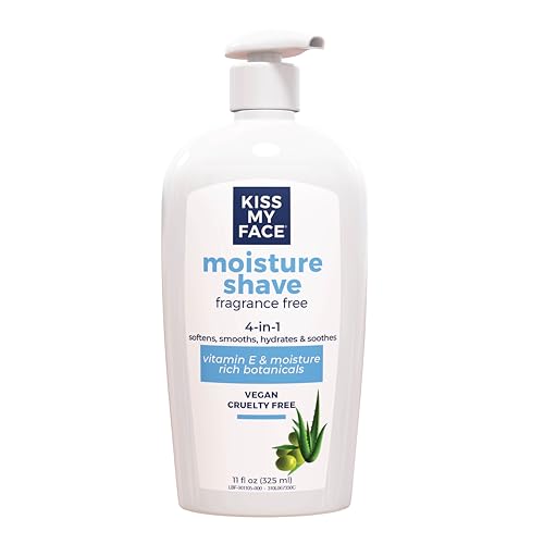 Kiss My Face Fragrance Free Moisture Shave 4-in-1 Shaving Cream, 11 fl oz Pump
