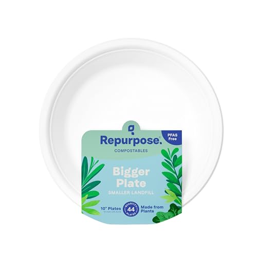 Repurpose Compostable Plates, 10 Inch, 44 Count