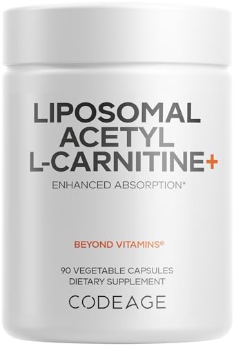 Codeage Liposomal Acetyl-L-Carnitine+ ALCAR, 500 mg, 90 Capsules