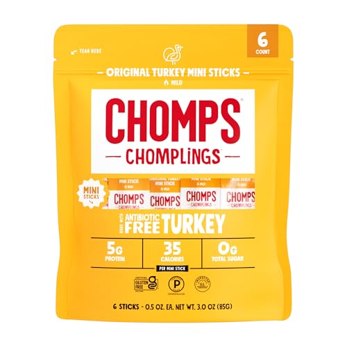 Chomps Original Turkey Chomplings Snack Sticks, 6 Count