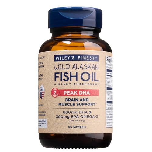 Wiley's Finest Wild Alaskan Fish Oil Peak DHA, 60 Count