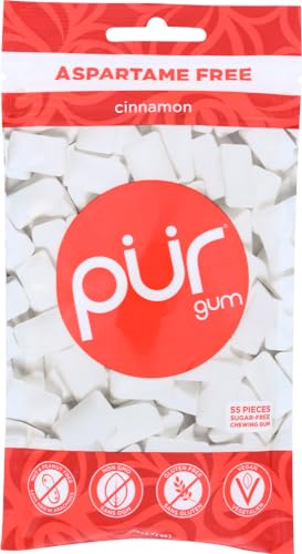 PUR Gum Cinnamon Chewing Gum, 57 Pieces (Pack of 12)