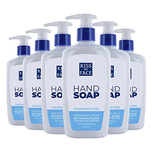 Kiss My Face Fragrance Free Liquid Hand Soap, 9 fl oz (Pack of 6)