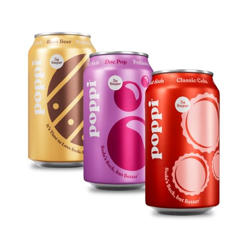 Poppi Sparkling Prebiotic Soda, Classics Variety Pack, 12 oz (Pack of 12)