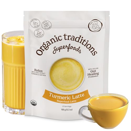 Organic Traditions Turmeric Golden Milk Latte Powder with Coconut Milk, 5.3 oz