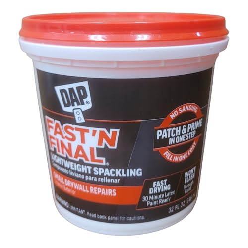 DAP Fast 'N Final Lightweight Spackling Compound, White, 1 qt