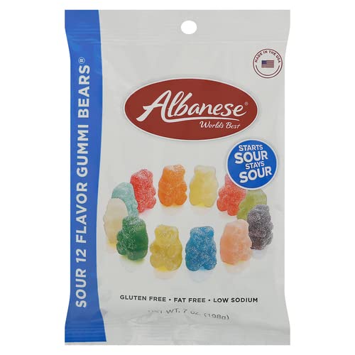 Albanese 12 Sour Flavors Gummy Bears, 7 oz
