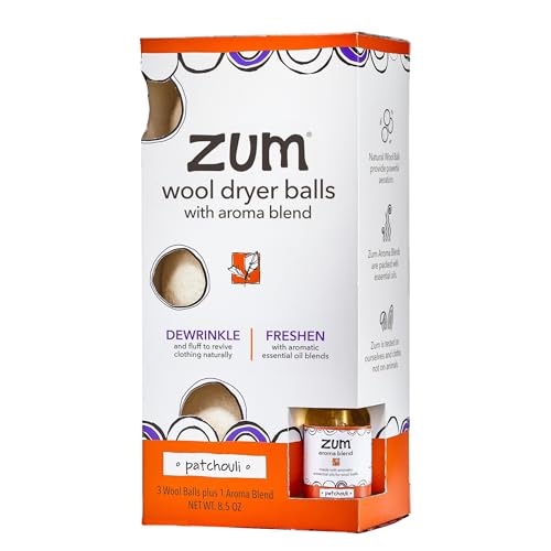 Zum Wool Dryer Balls Kit, Patchouli (3 Balls, 1 Blend)