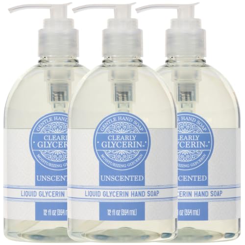 Clearly Glycerin Liquid Hand Soap, Unscented, 12 fl oz (Pack of 3)