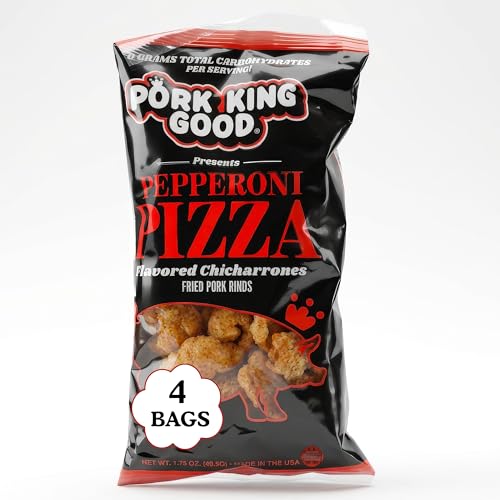 Pork King Good Pepperoni Pizza Pork Rinds (Pack of 4)