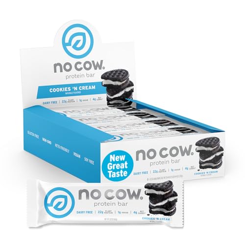 No Cow Cookies 'n Cream Vegan Protein Bars, 12 Count