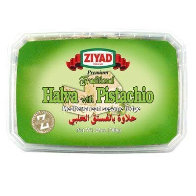 Ziyad Traditional Mediterranean Sesame Fudge Halva, Pistachio, 12.34 oz