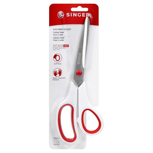 Singer Comfort Grip Fabric Scissors, 8.5 in, Red & White