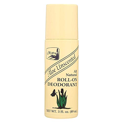 Alvera All Natural Roll-On Deodorant, Aloe Unscented, 3 oz (Pack of 3)