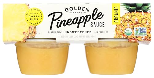 Golden Farms Organic Pineapple Fruit Cups, 4 oz (Pack of 4)