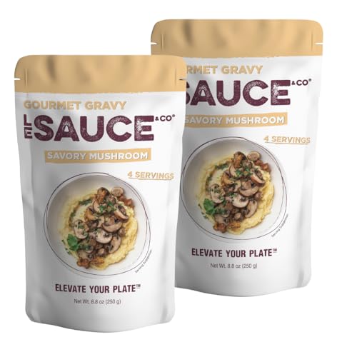 Le Sauce & Co. Savory Mushroom Gourmet Gravy, 4 Servings (Pack of 2)