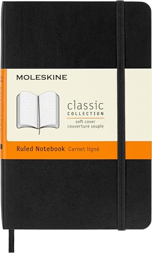 Moleskine Classic Notebook, Pocket, Ruled, Black, Soft Cover, 192 Pages