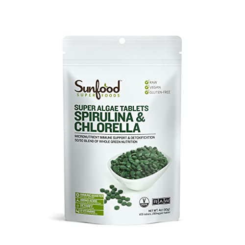 Sunfood Superfoods Chlorella Spirulina Tablets, 4 oz