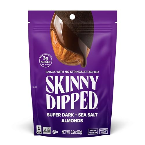 SkinnyDipped Super Dark Chocolate Sea Salt Almonds, 3.5 oz