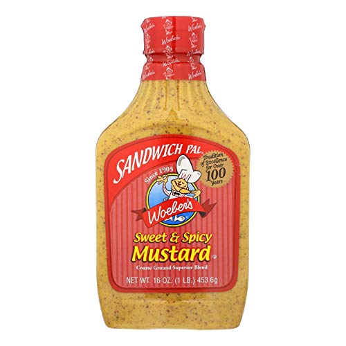 Woeber's Sandwich Pal Sweet & Spicy Mustard, 16 oz (Pack of 6)