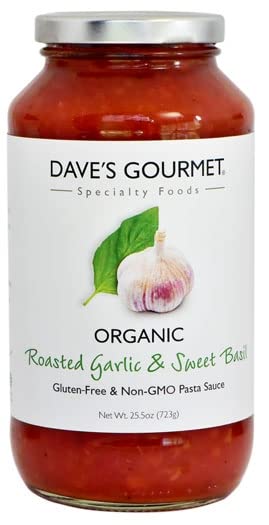 Dave's Gourmet Organic Roasted Garlic & Sweet Basil Pasta Sauce, 25.5 oz (Pack of 6)