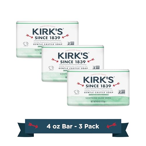 Kirk's Aloe Vera Castile Soap Bars, 4 oz (Pack of 3)