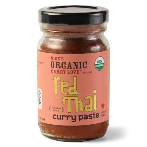 Organic Red Thai Curry Paste, Made in Thailand, 4.23 oz Jar