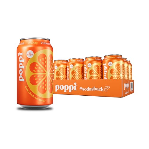 Poppi Prebiotic Soda, Orange, 12 oz (Pack of 12)