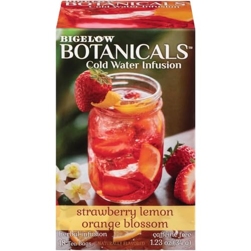 Bigelow Botanicals Cold Water Infusion Strawberry Lemon Orange Blossom Tea, 18 Count