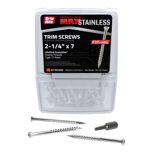 Grip-Rite 305 Stainless Steel Star Trim Wood Deck Screws, #7 x 3 in, 1 lb