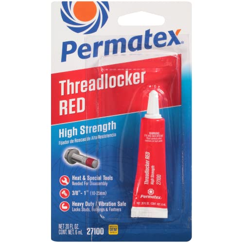 Permatex High Strength Threadlocker, Red, 6 ml