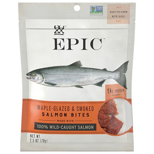 Epic Wild Caught Alaskan Salmon Jerky Bites, Maple with Coconut Oil, 2.5 oz
