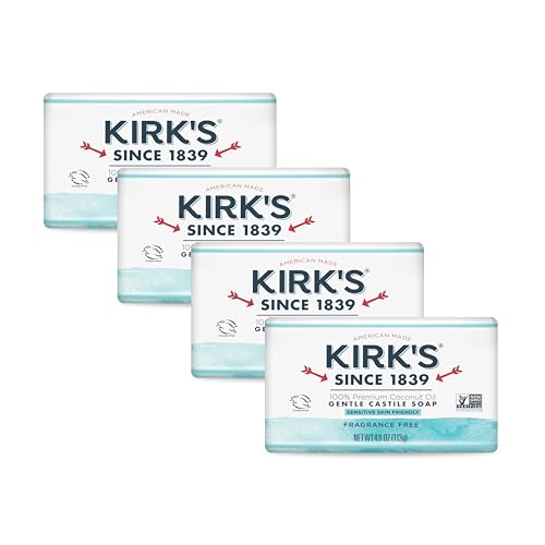 Kirk's Castile Bar Soap, Fragrance-Free, 4 oz (Pack of 4)