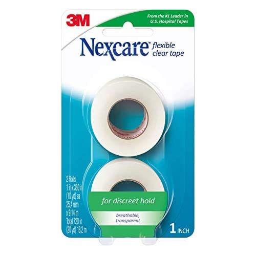 Nexcare Flexible Clear Waterproof Medical Tape, 1 in x 10 yd (2 Rolls)