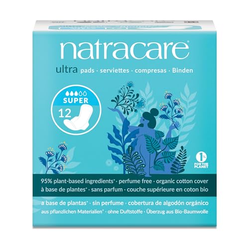 Natracare Slim Fitting Ultra Pads with Wings, Super (12 Pads)