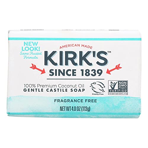 Kirk's Original Coco Castile Bar Soap, Fragrance Free, 4 oz (Multi-Pack)